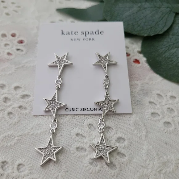 Kate Spade Silver Crystal Drop Earrings - Picture 5 of 6
